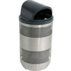 55 Gallon Perforated Metal Trash Can with 2-Way Resin Lid 
