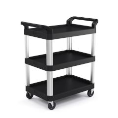 3 Shelf Service Cart, Small, Black