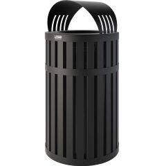 45 Gallon Round Slatted Metal Trash Can with Lid